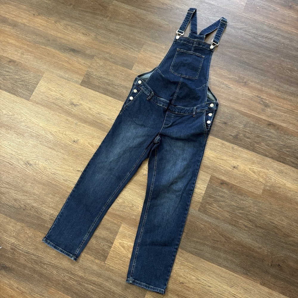 Gap Maternity Dark Wash Denim Overalls Women's Sz M Blue Cute Farm